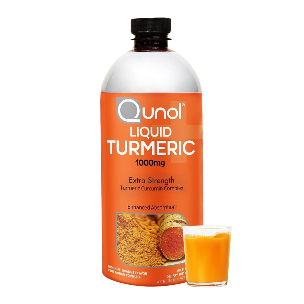 Qunol液态曲霉素与黑辣椒,Turmeric 补充1000mg,超强,联合健康,60种服务,30.4 fl oz