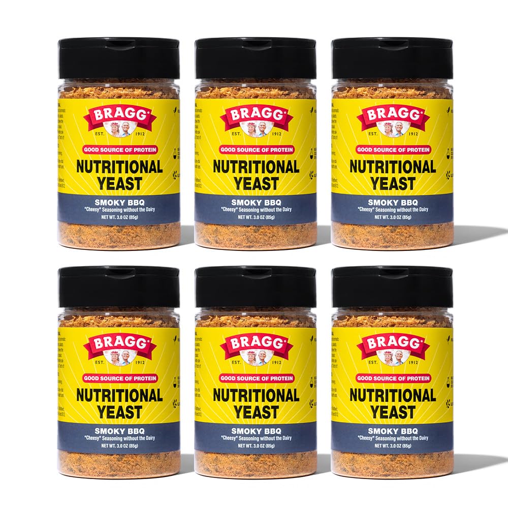 Bragg Nutritional Yeast Smoky BBQ Seasoning - (6 Pack) 3 oz - Dairy-Free Parmesan Cheese Substitute - Perfect for Salads, Pastas, Popcorn, and More