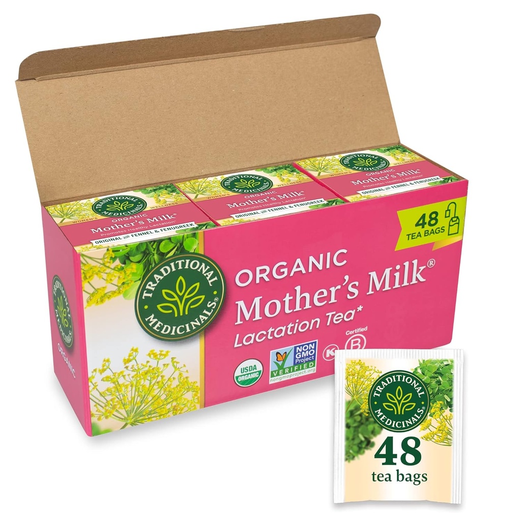 传统医药茶、有机母亲奶、促进健康哺乳、母乳喂养支助、48个茶袋(3包)