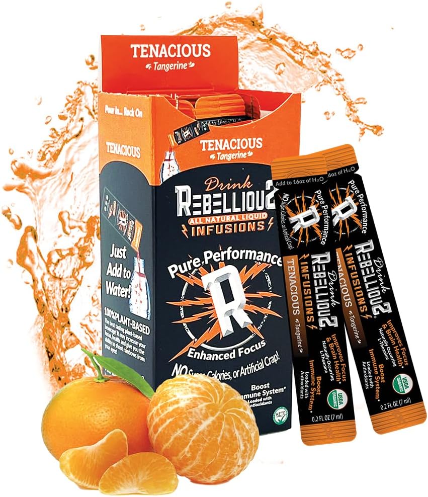 (原始内容存档于2018-07-21). Rebellous Tenacious Tangerine Organical Drink Mix – 0 Calorie Energy Drink Mix – Monk 水果与绿色茶叶提取 L-Theanine + Natural Cafeine 100% pack of 10 → Keto, Gluten-free
