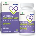 Liposomal Ubiquinol CoQ10 800 MG软胶,高吸收性CoQ10 Ubiquinol 补充剂,活性Coenzyme Q10 800mg,用于心脏和脑功能的强抗氧化剂,能源生产,60 Vegan软胶