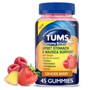 TUMS Plus Upset 胃和肠胃支持,饮食补充,姜贝瑞 - 45 Counter
