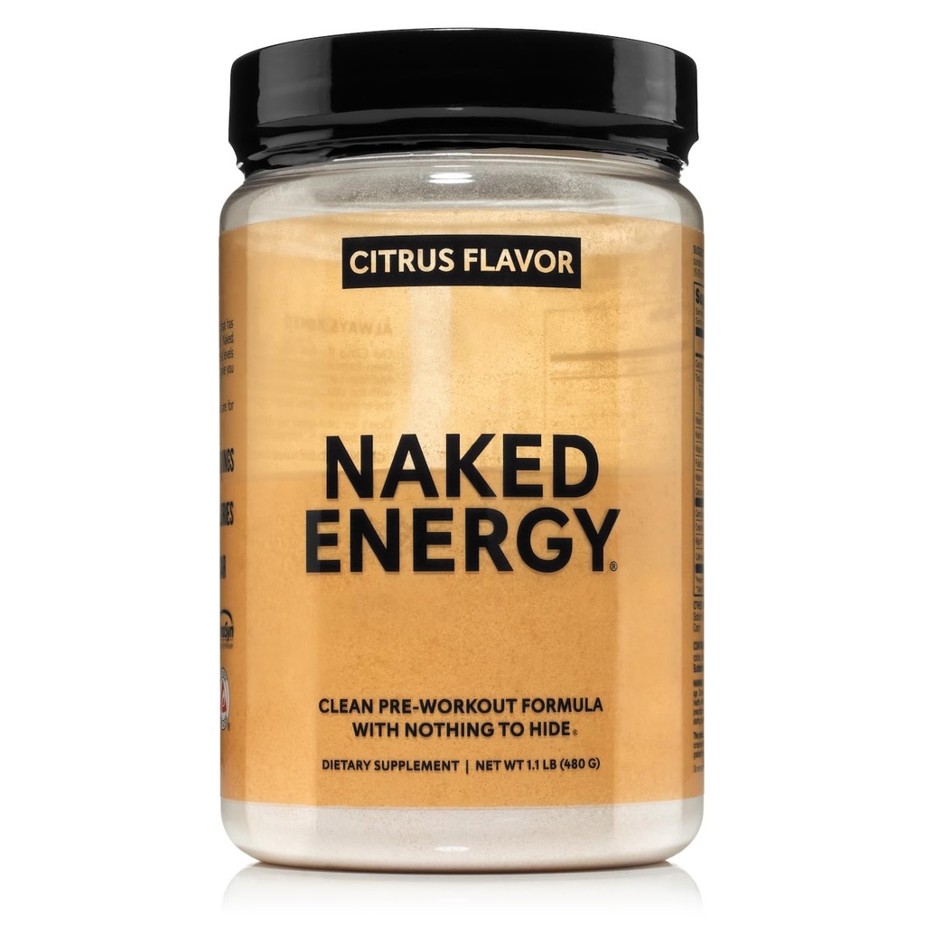 NAKED Citrus Energy - Citrus Flawared Pre Workout Supplement for Men and Women, Vegen Friendly, no 添加的甜甜品,颜色或火焰 - 30 services