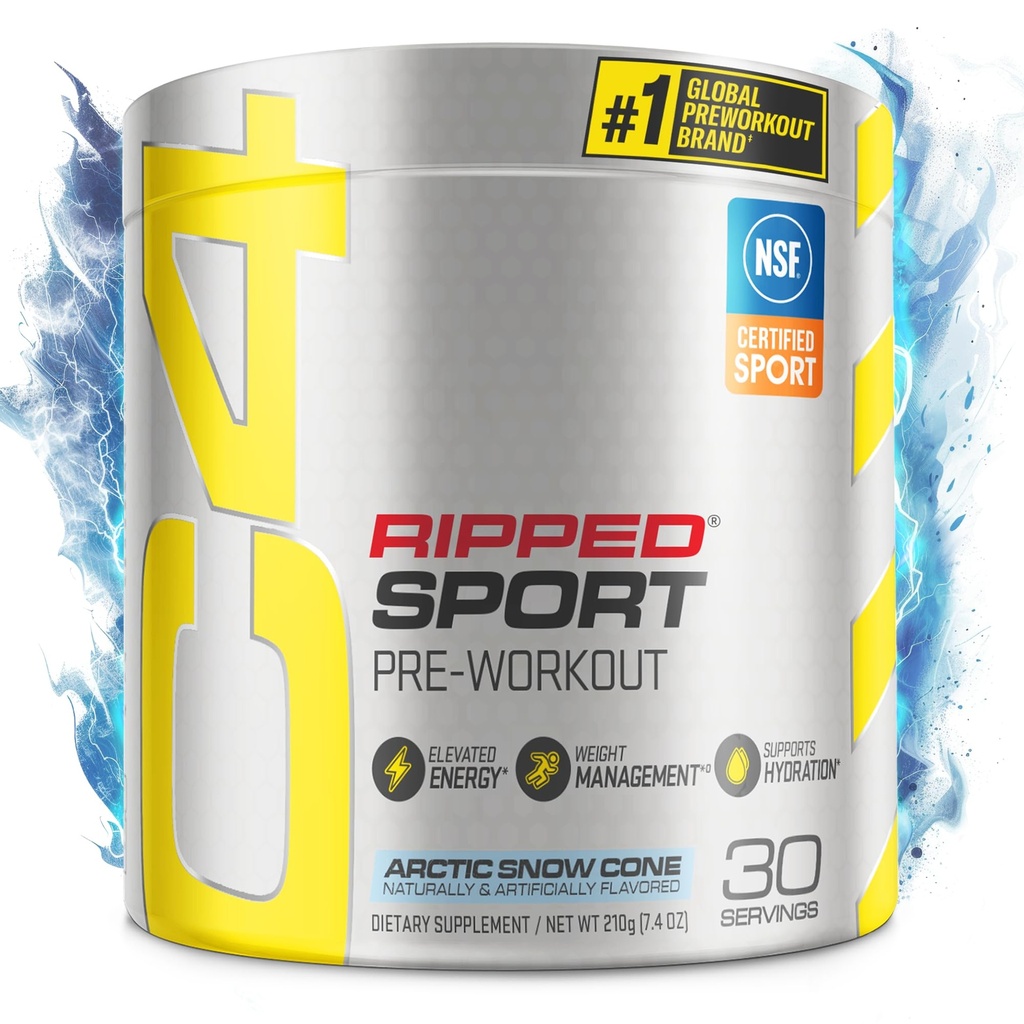 C4 Riped Sport pre Working Power 北极雪锥 - NSF认证 体育+无糖预磨能源 男女-135mg Cafeine+体重损失 - 30 services