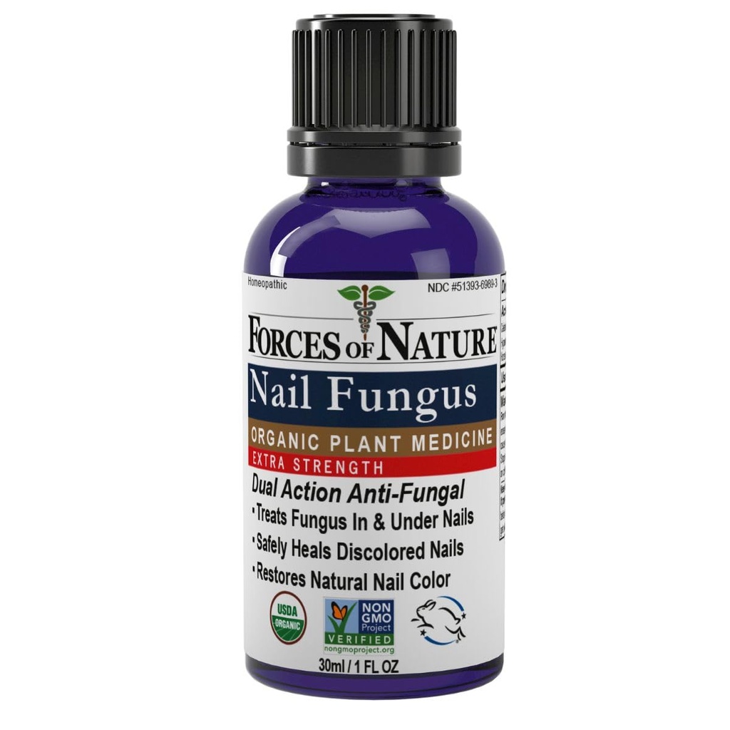 Forces of Nature Toenail Nail Fungus Treatment Extra Strength, Organic Antifungal Restores Appearance of Toenails and Fingernails, Homeopathic Medicine for Cracked, Dry and Damaged Nails, 1.0 FL OZ