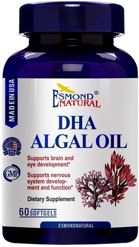 (8 Pack) Esmond Natural: DHA Algal Oil (Made with Onavita Oil. 40% 多索沙埃诺酸. 支持脑、眼和神经系统),GMP,天然产品阿斯恩认证,美国制造-500毫克,480软胶