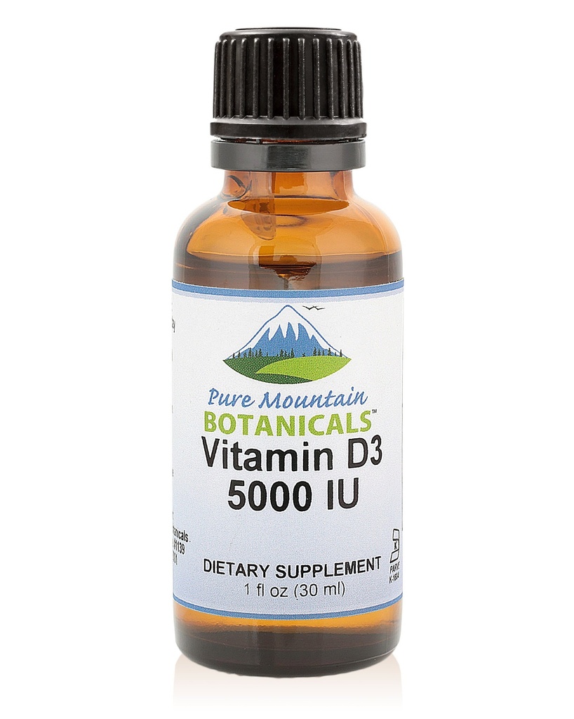纯山植物 液体维生素 D 滴液 - 未经味味的Kosher D3 液体滴液在MCT Oil中 - 5000IU / service - 1oz瓶液