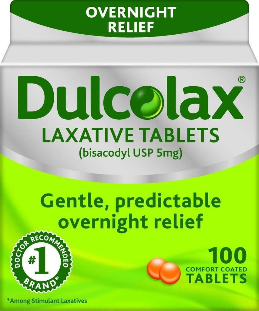 用于便秘的Dulcolax 5 mg Laxative 片剂 - 100 ea
