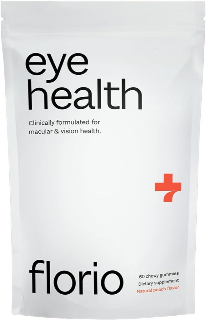 Florio Eye健康 成人的Gummy维生素,2X Lutein & Zeaxanthin,维生素A,B2,B3,C & E,Prese Macular & Retinal Health,Fights Oxidation,30日供应,天然桃花
