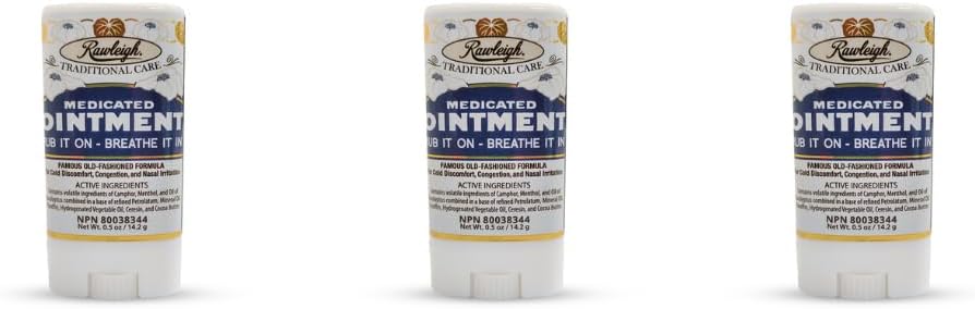 Rawleigh Medical Ointment Stick 0.5 oz (14.2g) – Portable Stick格式中的经典芳香胸布 – 非油脂 – Pack of 3