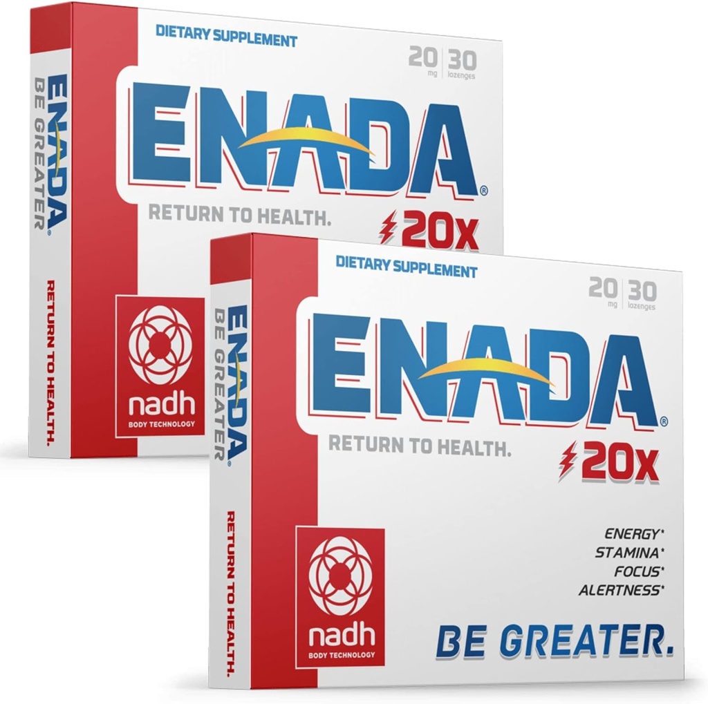 ENADA 20X 20mg NADH 补充 QQ bost 能量,精神焦点,Stamina QQ 支持 Fatigue,细胞再生者, 增加氧气容量QX 男女自然能源补充 QX60 Lozenges