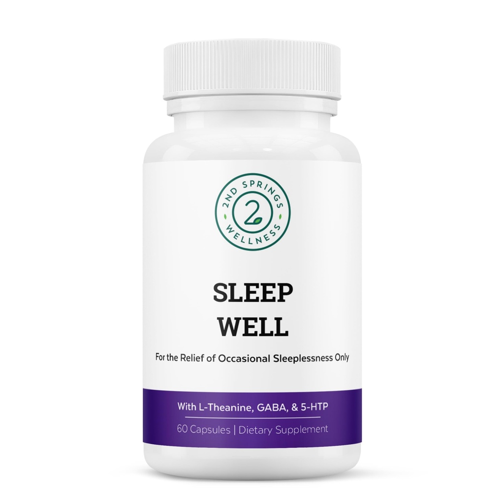 Sleep Well Calmness & Relaxing Support Formulament - 与镁,L-Theanine,GABA,和Melatonin 的强力融合 - 增强放松 + 促进健康睡眠模式 - 60 Capsules