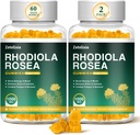 2 Pack 无糖罗莎·罗莎·古米斯1000mg,Rhodiola·罗莎男女补编,支持耐力,Mood & Energy,Non-GMO,Vegan,120 Counter