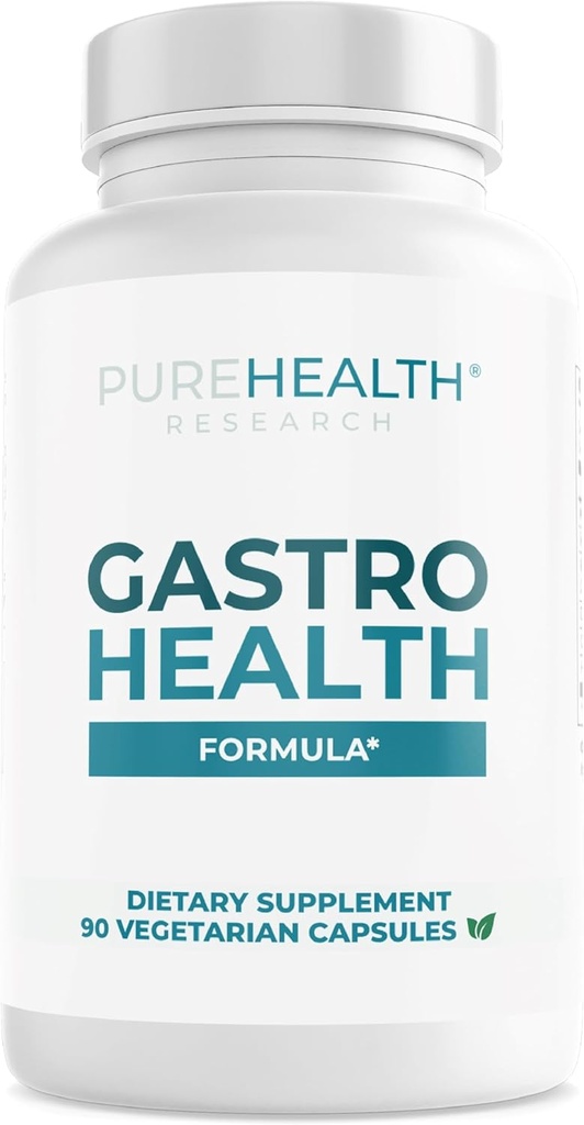 PureHealth 研究胃健康公式 - 天然酸还原法 - 心脏燃烧和消化不良的DGL补充法 - 与Artichoke, Rhodiola Rosea, Hyalronic Acid, Quince & More - 90 Capsules