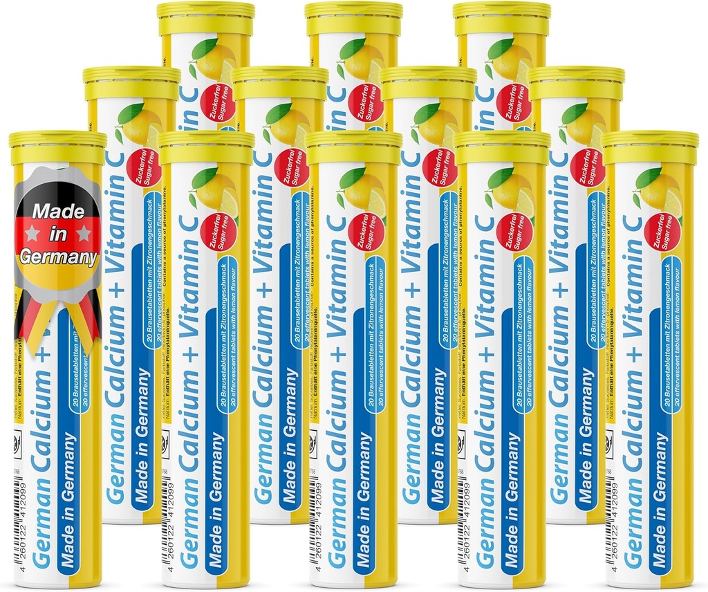 德国钙 + VIT. C - 240 Vegan 饮料 Effervescent 片 - Lemon Lime Flavor - 德国制造
