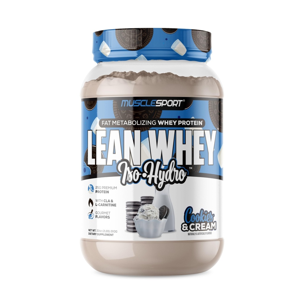 肌肉运动 Lean Whey革命TM, Whey蛋白与水解Whey隔离 - 低卡路里, 低碳, 低脂肪, 不可思议的火焰 - 25g 蛋白/ Scoop(2lb, Cookies N Cream)