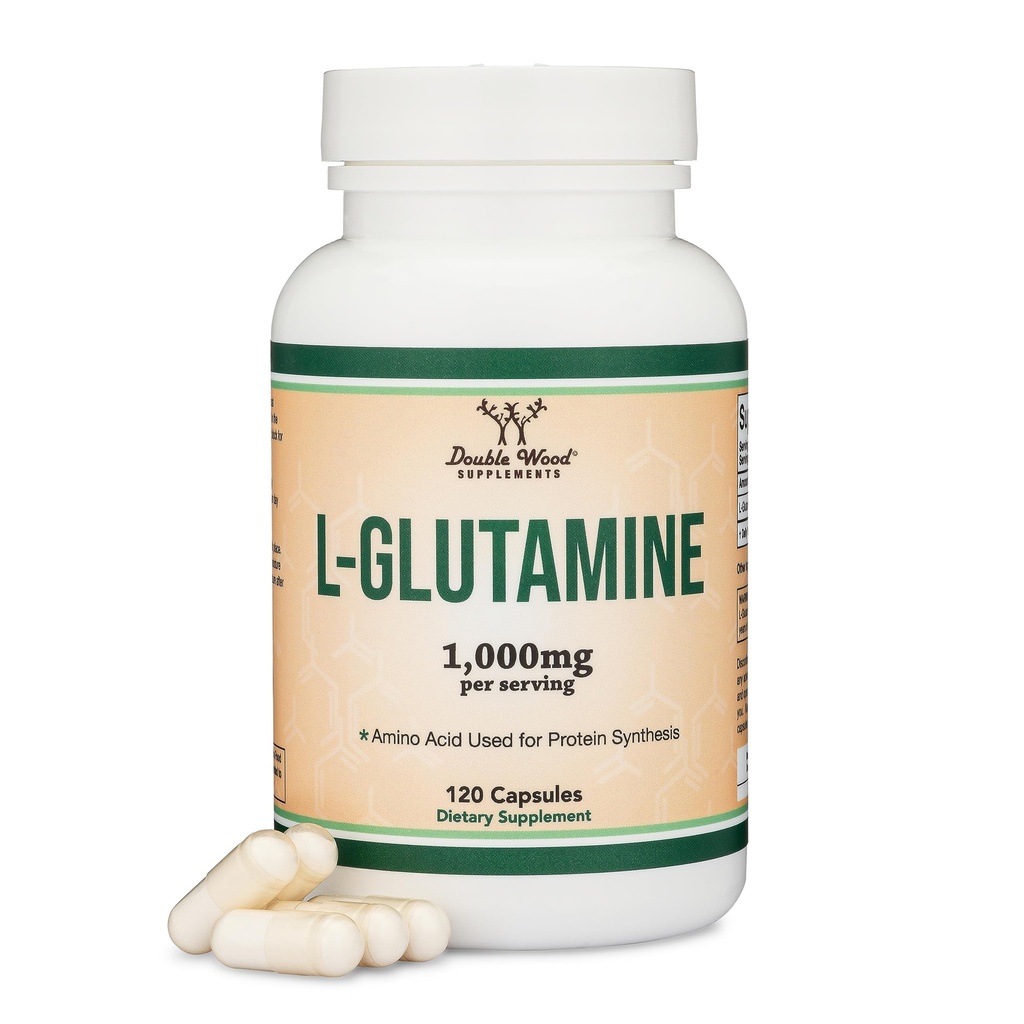 L Glutamine Capsules - (1000mg services, 120 capsules) 非GMO, Gluten Free, Keto Safe, Vegan Friendly, 第三方测试(为耐力和固态健康) 双木