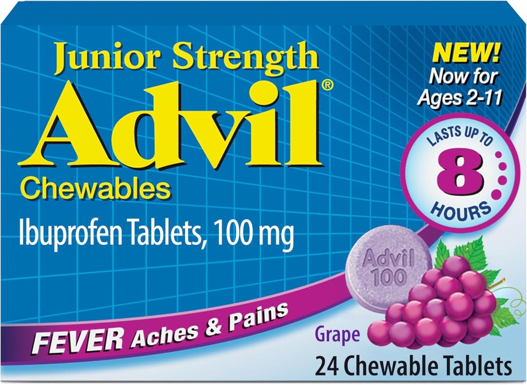 (原始内容存档于2019-03-26) (中文(简体) ). Advil Junior Force Chewable Ibuprofen Pain Reliver and Fever Dreaker, Children's Ibuprofen for Pain Relief, Grape - 24 平板电脑
