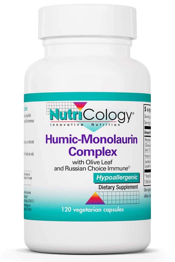 营养学 Humic-Monolaurin 综合体 - Immune系统支持,Humic Acid 补充物,配有 Olive Leaf, Vegetarian Capsules - 120 Counter