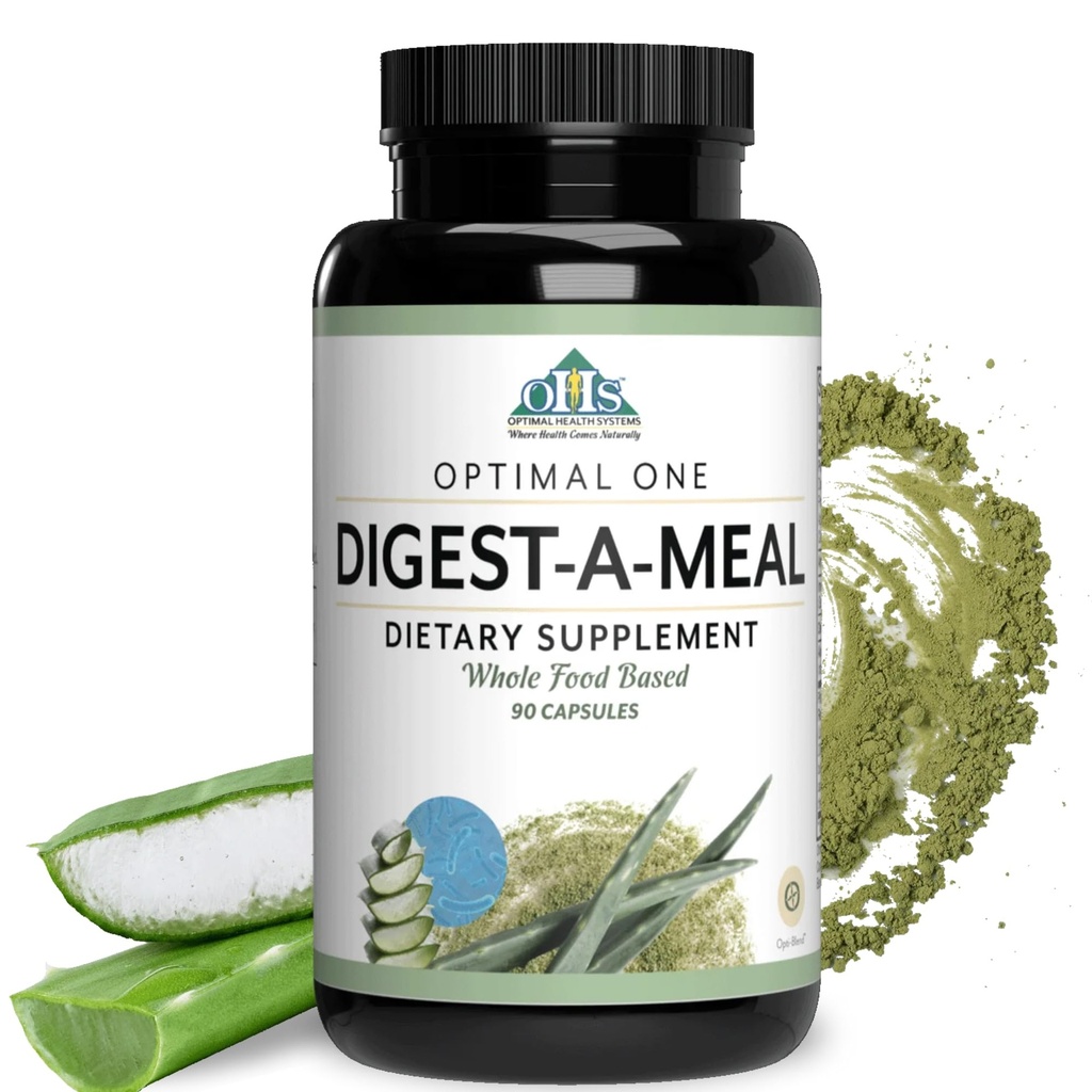 最佳健康系统文摘-A-Meal → Gut Health Enzyme & Probiotic → Bloating, Acid Reflux, & 消化救济 + Aloe Vera Leaf → 文摘增刊 → 90 Capsules