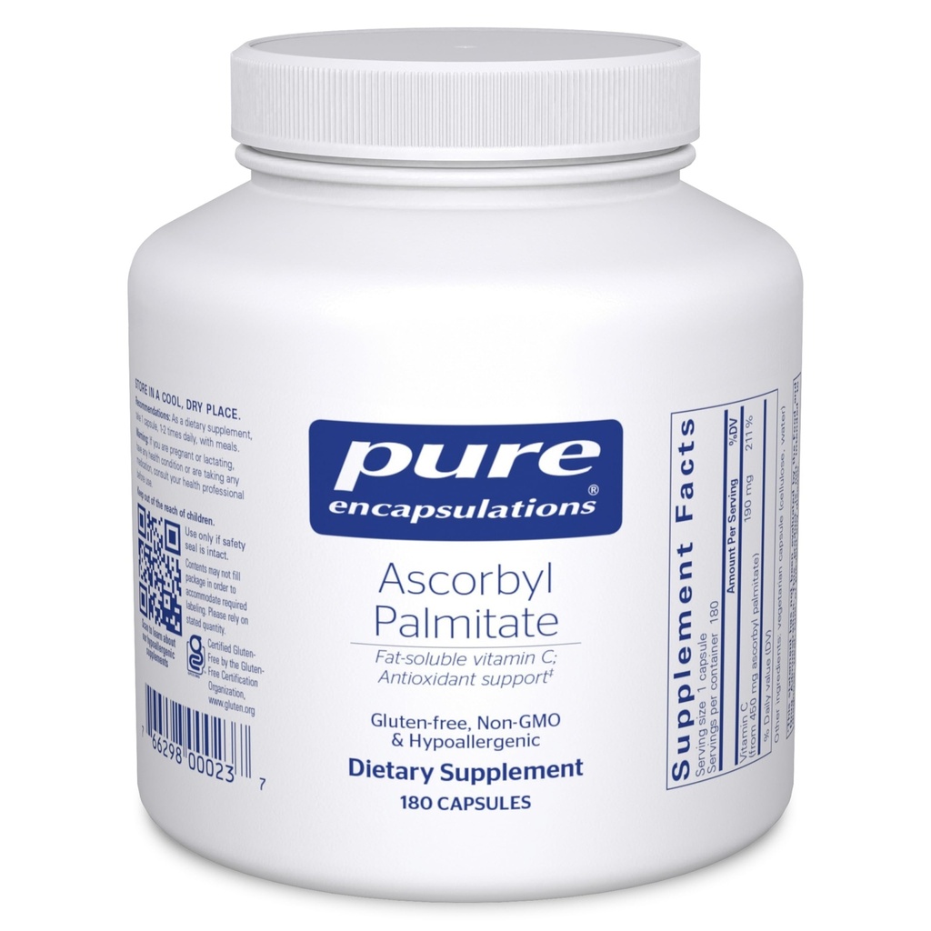 纯封装 Ascorbyl Palmitate → 维生素C 支持铁吸附和健康的免疫系统补充物 * + 180 Capsules