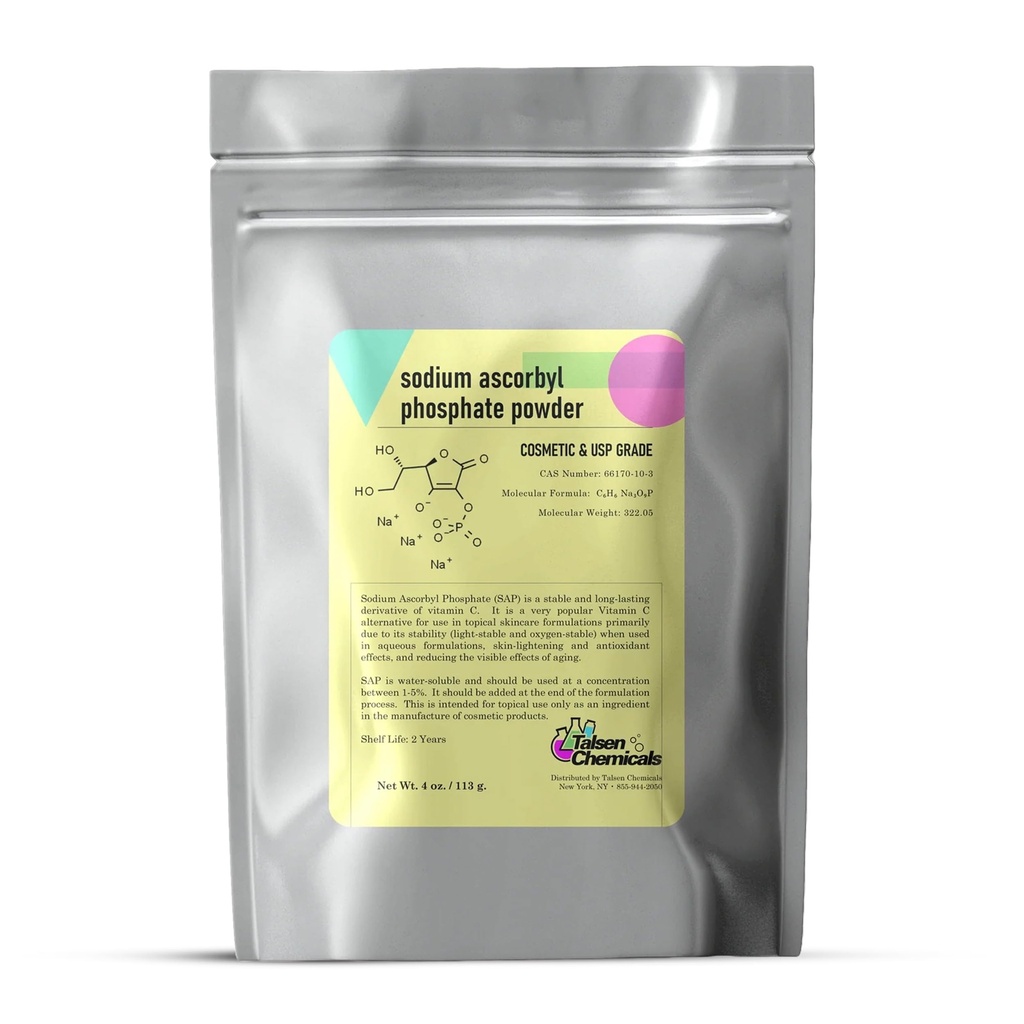 磷酸钠SAP粉 – 稳定维生素C衍生物,用于DIY皮肤护理的抗氧化剂(4 Ounce / 113g)