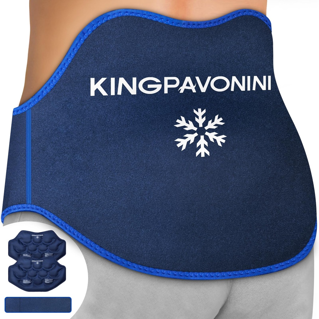 King Pavonini Extra Extra Extra Extra Extreme 后痛缓解器与扩展绳, 2 Pack 可重用后热胶冰包包用于 Lumbar外科, Sciatica, Herniated Disc, Coccyx Pain, 冷热治疗