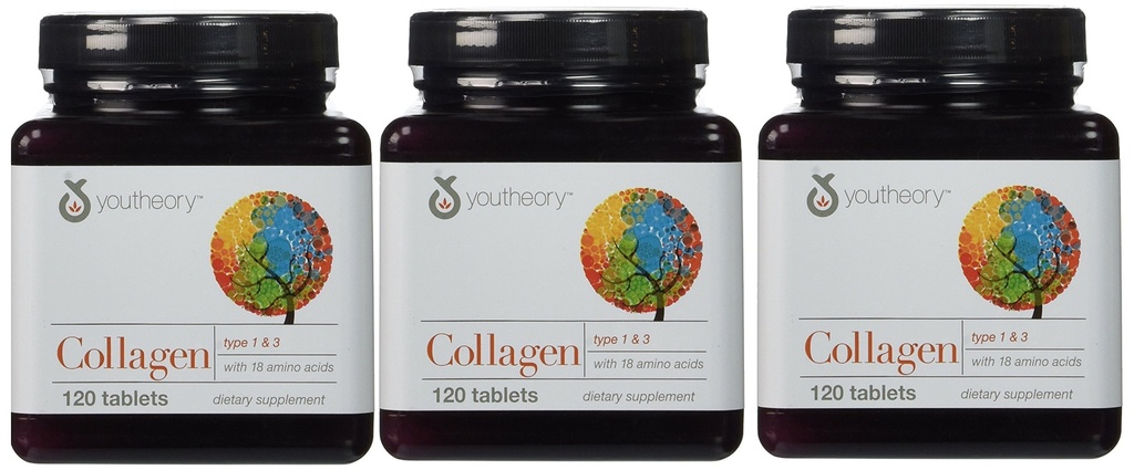 You Theory Collagen, 1和3型, 120块平板电脑(3包)
