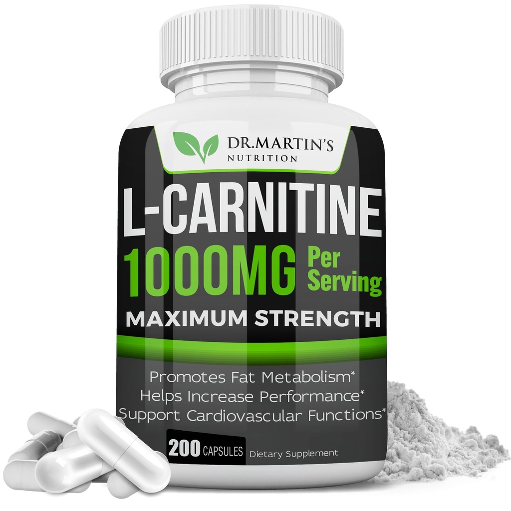 MARTIN的营养强化L-Carnitine博士 - 200卡普尔 - 1000mg Pervice - 推动你的代谢和增强性能