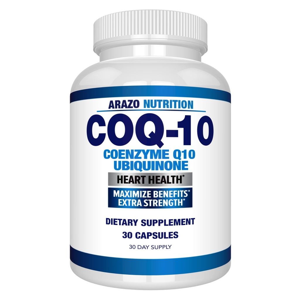 Arazo营养 CoQ10 Ubiquinone Coenzyme Q10-200mg 最大强度营养补充剂 - 无豆高吸收囊
