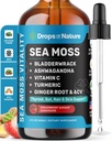 Ashwagandha & Turmeric Liquid Drops - 维生素C,海蚊,苹果苹果苹果醋,Bladderwrack - Vegan Liquid Drops for全面健康支持和生命豁免(草莓姜柠檬汁,60mL)