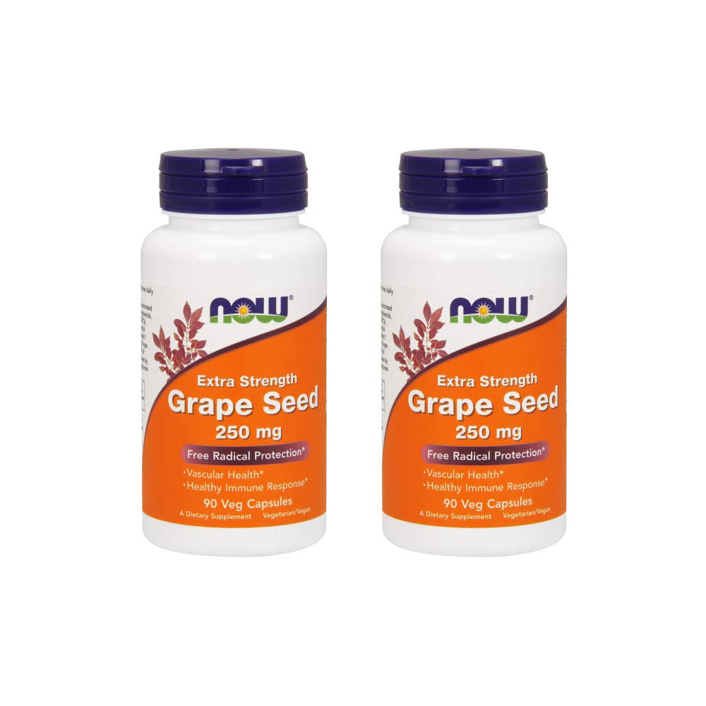 Now Foods Grape种子摘录 250 mg, 90 Vcaps - (Pack of 2).