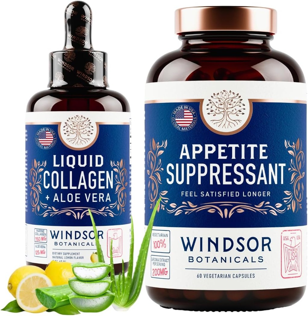 WINDSOR BOTANICALS 吞噬抑制剂和液态凝胶 海洋饮食和美容包