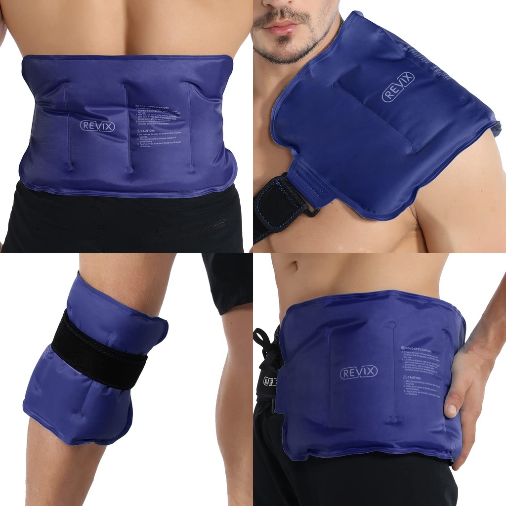 REVIX 伤痕冰包 下背重用Gel, 后肩冷包, Elbow, Hip, Leg, 环绕全膝,软冷压缩, 16×9"海军