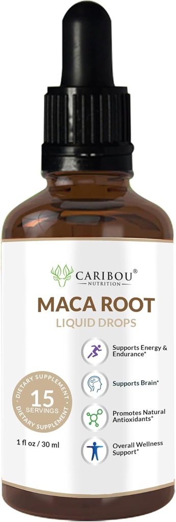 Maca 根状液体有机滴滴 | Maca 根状吸附剂 | Maca 增强的Mood & Virtuality | Vegan, Non-GMO, Gluten & 酒精自由 | 1 Fl Oz