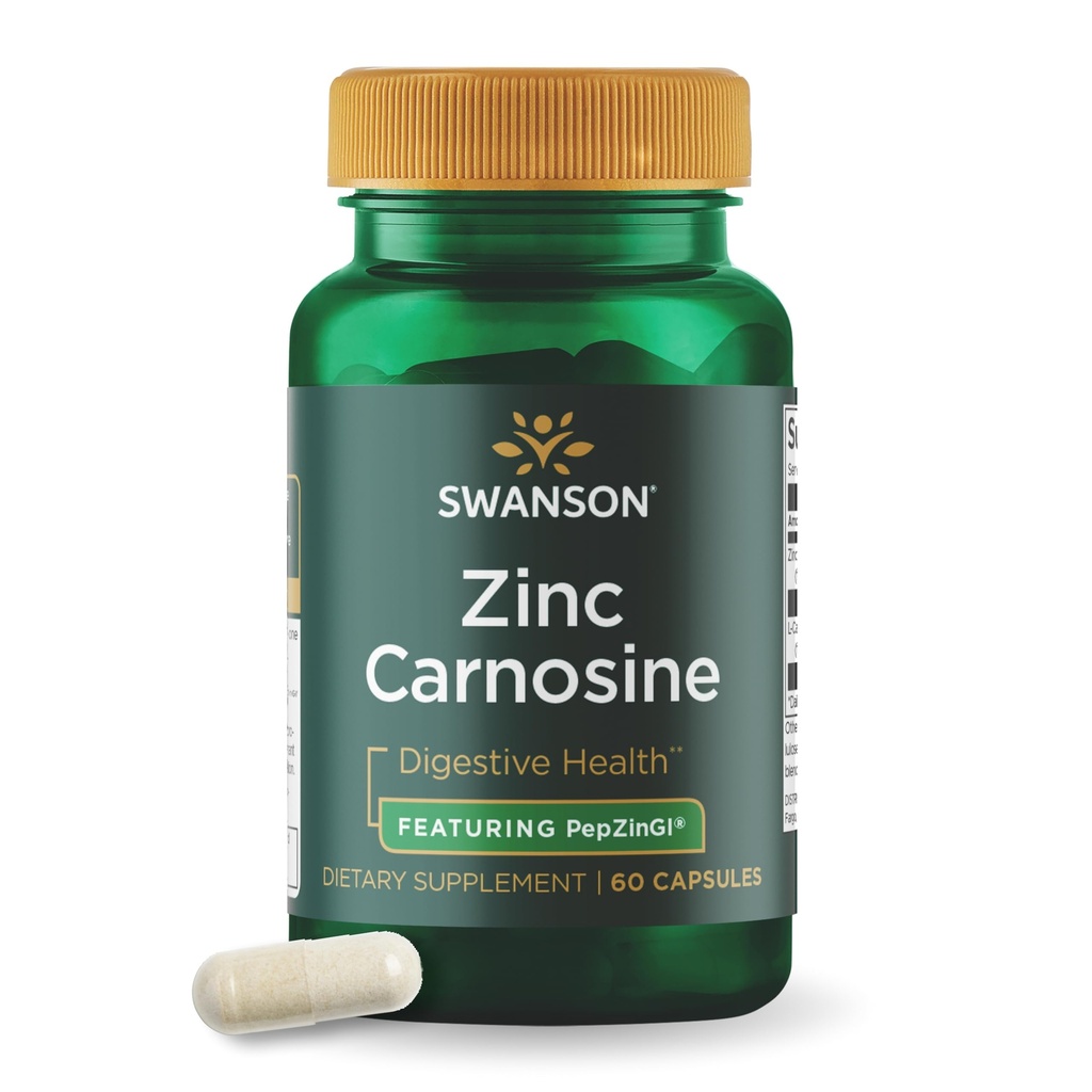 Swanson Ultra Zinc Carnosine (PepZinGI) - 60 Capsules - 胃健康、消化支持和胃微平衡的自然补充