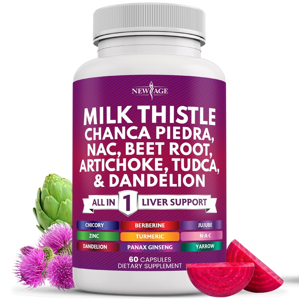 新AGE 牛奶味 NAC Chanca Piedra Beet Root Artichoke 丹德利翁根 Astragalus - 加 TUDCA & Ginger - 60 计数