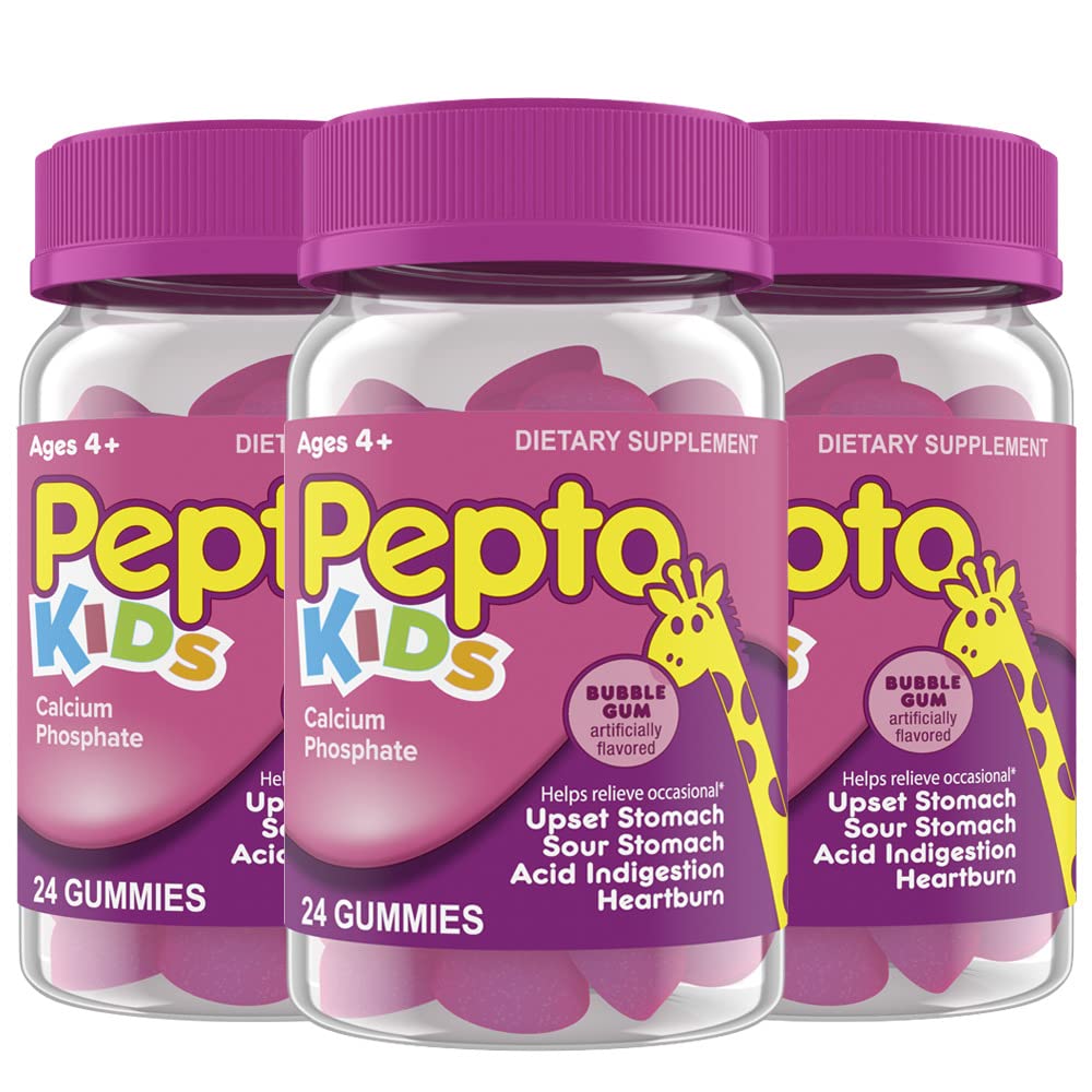 Pepto Kids Gummys,《帮助回忆偶发胃、酸消化、酸胃和心脏灼伤》,共计72(3包24)