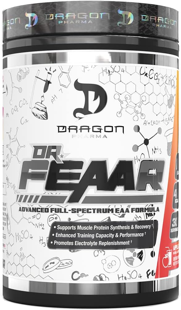 DRAGON PHARMA博士 FEAAR 高级全谱EAA矩阵,支持肌肉蛋白合成与恢复,增强培训能力和性能(30位服务员,苹果汁)