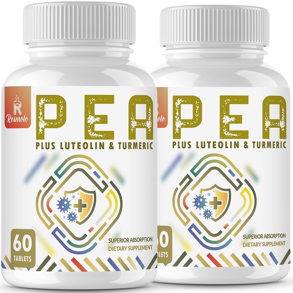 1500 MG Palmitoyl乙醇酰胺加Luteolin 98% & Turmeric, 高吸收,微营养化 Pea 补充不适管理-美国制造 - 120片