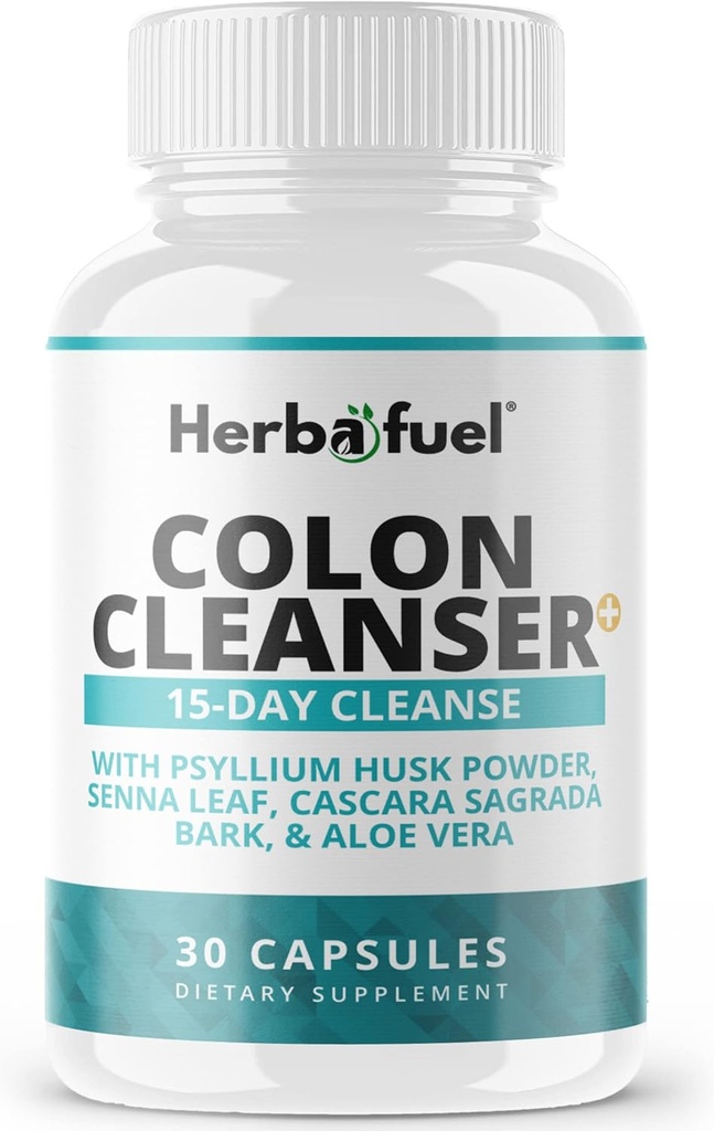 Colon Cleanse - 支持解毒剂,Gut Health, & Bloating Relief - 包含草药,纤维, & Probios - 高级清洗公式 配有yl胡斯克粉,非GMO, 30 Capsules