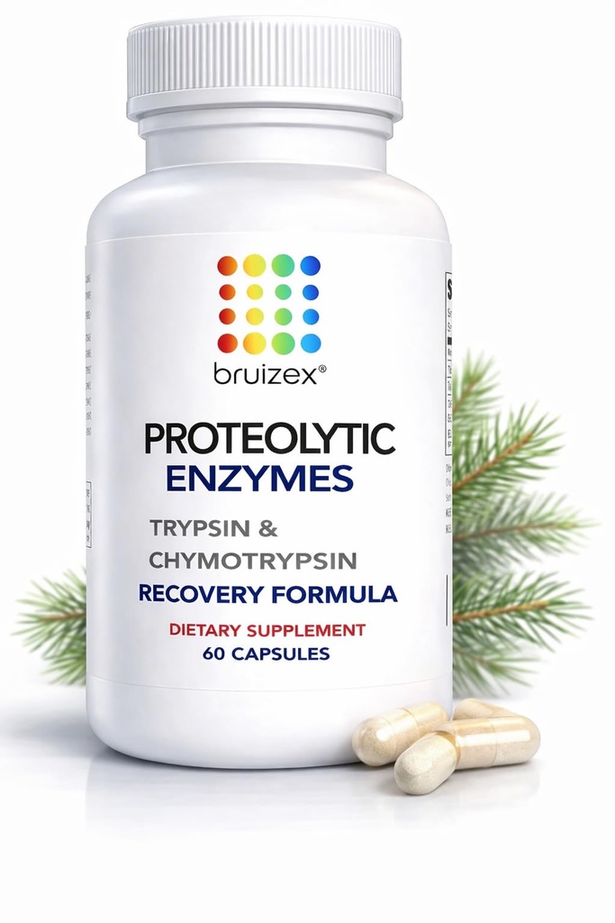 Bruizex 蛋白质解酶 QQ Trypsin & Chymotrypsin 组织创伤恢复补充, Bruising, Swelling QQ Immune系统支持 QQ 60 Caps