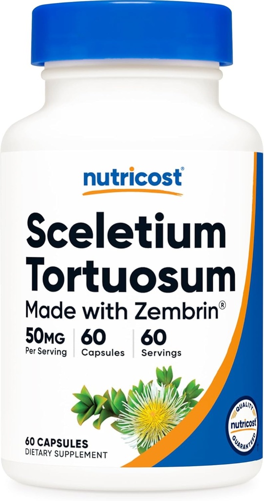 营养成本Zembrin (Sceletium Tortuosum) 60 Capsules (每个50mg) - 蔬菜卡普尔,非GMO, Gluten Free