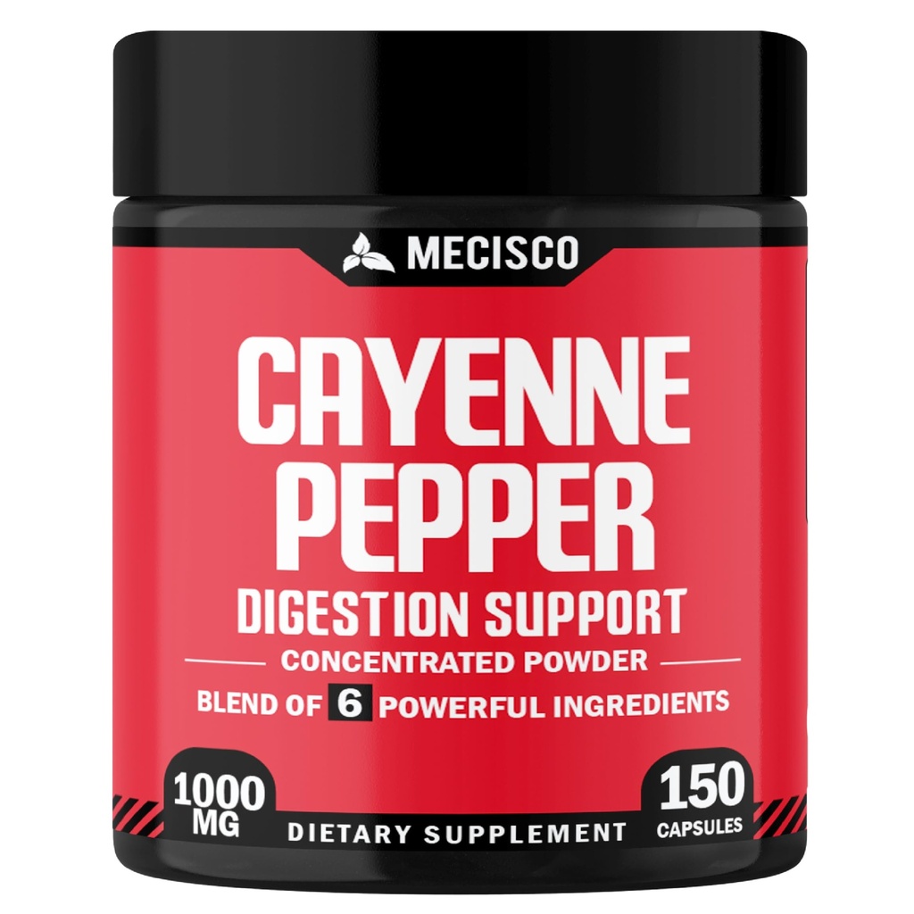 Cayenne Pepper Capsules配有姜根,甜菜根,以及黑辣椒和更多 - 150 Capsules - 6in1