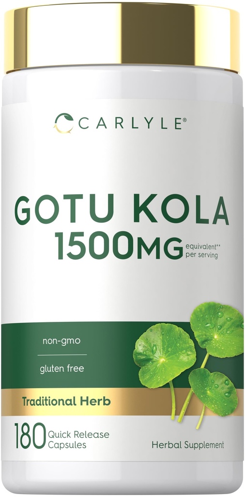 Carlyle Gotu Kola Capsules 1500mg = 180 Counter = Non-GMO, Gluten Free = 传统草药提取