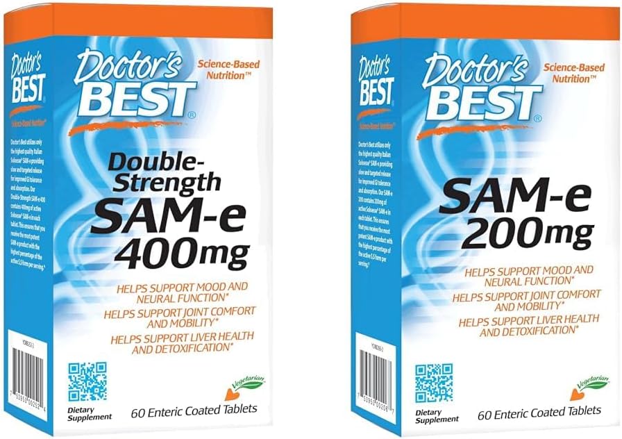 医生最佳SAM-e 400 mg, Vegan, Gluten Free, Soy Free, Mood and Community Supports, 60 肠衣和SAM-e Mood & 联合支持和肝脏健康(药学级/非GMO/Gluten Free)