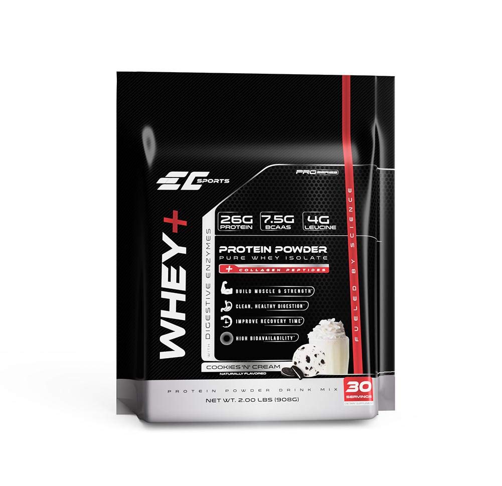 EC Sports Whey+蛋白粉,饼干n Cream Drinking Mix w/Digestive Enzyms - 隔热补充,Collagen Peptides w/Faster 改革 - 30 services