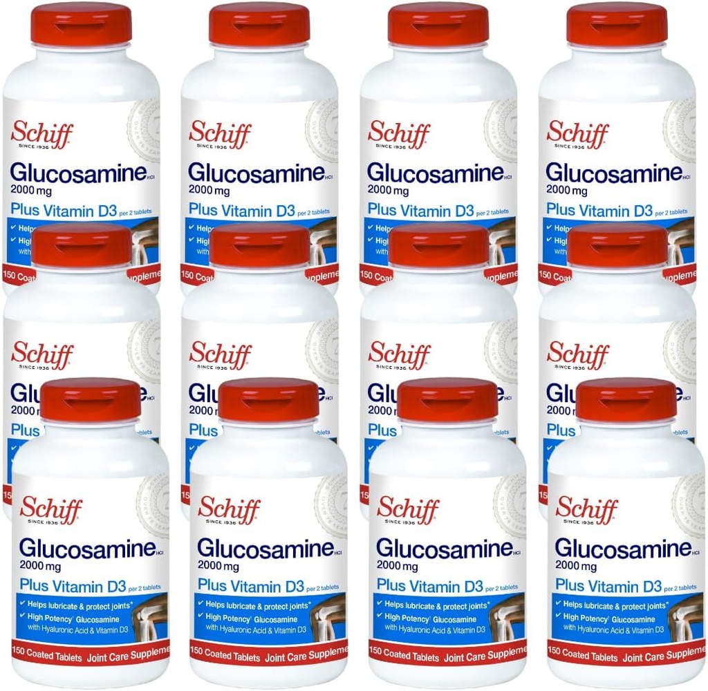 Schiff Glucosamine 2000mg 含Hyaluronic酸联合补充剂,150 cm(12ack)