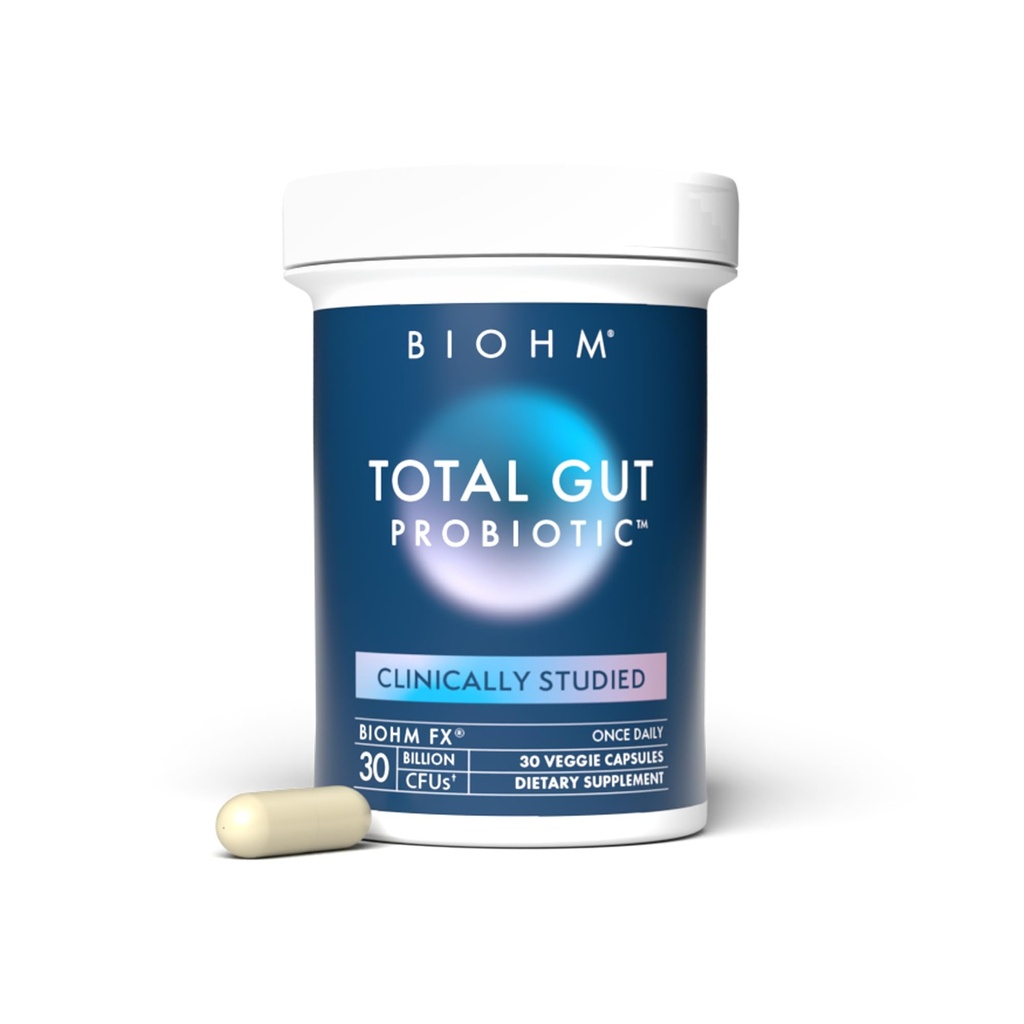 BIOHM 总的Probiotic, 30亿 CMU 每日男女Probiotics(30个计数) 帮助减少偶发性气体和布洛丁,支持文摘和Total Gut Health, Non-GMO, Vegan
