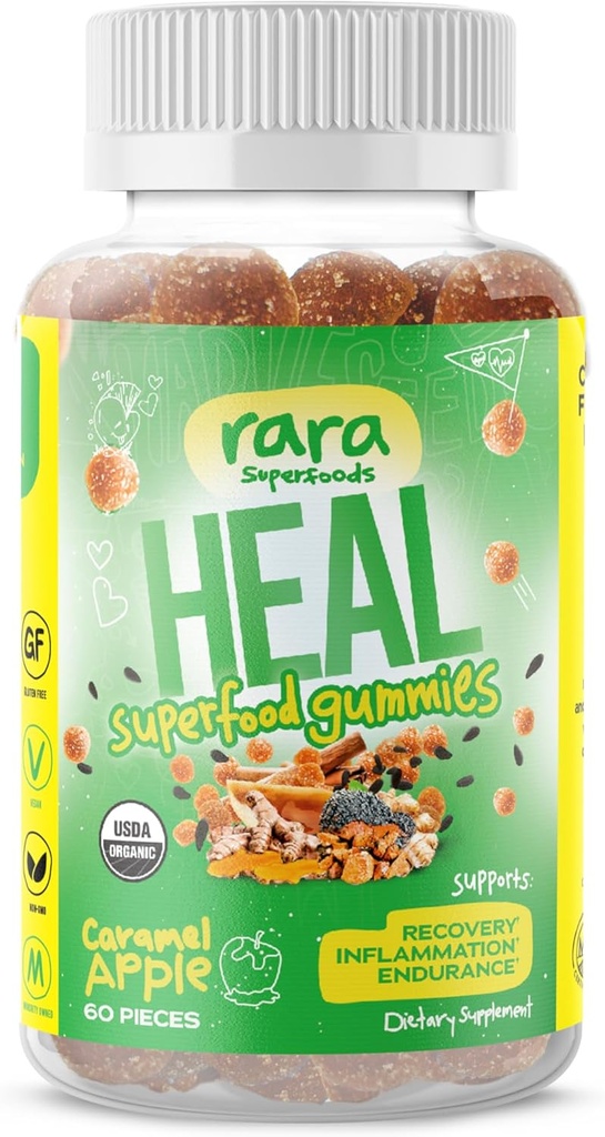 HEAL MIND & Body Recovery USDA 认证的有机固醇-自然恢复支持,Vegan & Gluten-Free,注入野生涡轮,Wild Ceylon Ginger & Chaga(60 Gummys,HEAL)